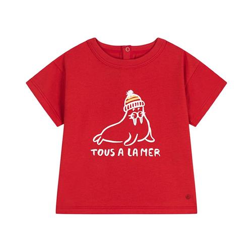 Petit Bateau T-shirt Aurora 6 months  Rød  6 måneder  Drenge