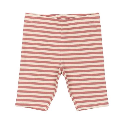 The New GOTS Moore Ribbede Shorts Old Rose Striped Old Rose Striped 5-6 Y  Lyserød  5-6 år  Piger