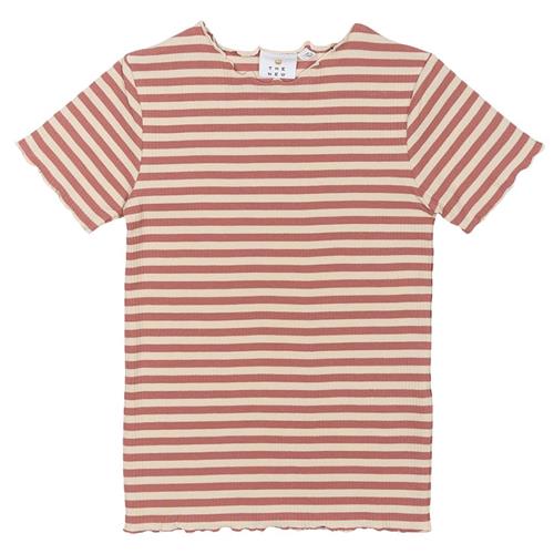 The New GOTS Moore Ribbet T-shirt Old Rose Striped Old Rose Striped 3-4 Y  Lyserød  3-4 år  Piger
