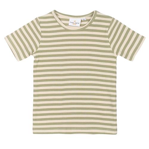 The New Siblings GOTS Uni Tee Tea Striped Tea Striped 98 cm  Grøn  98 cm  Drenge, Piger