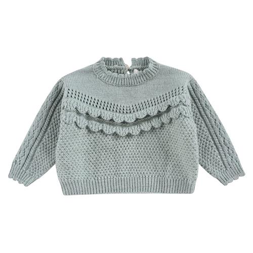 Louise Misha Ionnisa Strikket Baby Sweater Sauge 18 months  Grøn  18 måneder  Piger