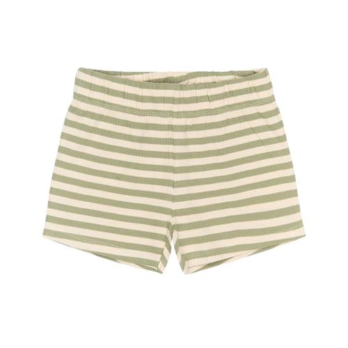 The New Siblings GOTS Uni Ribbede Shorts Tea Striped Tea Striped 110 cm  Grøn  110 cm  Drenge, Piger