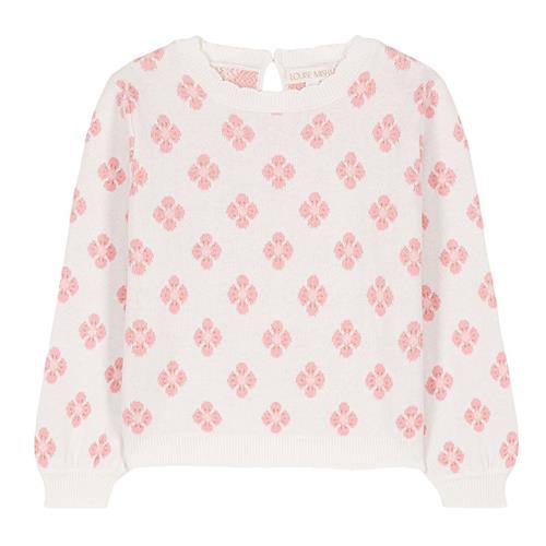 Louise Misha Alice Strikket Baby Sweater Floral Jaqcuard 12 months  Lyserød  12 måneder  Piger