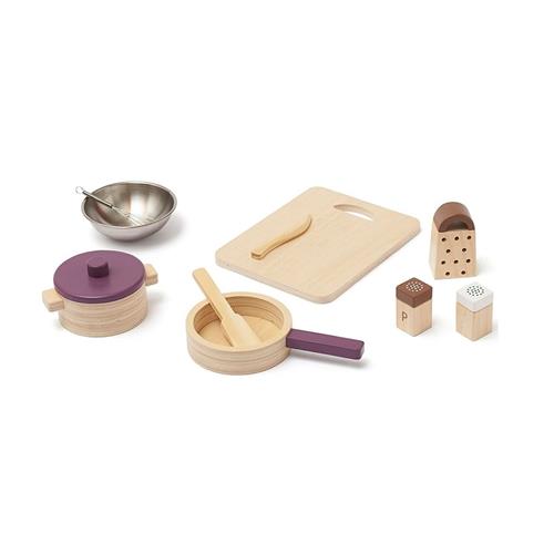 Kid's Concept 14 dele Kids Bistro Dinnerware Play Sæt Purple/Nature-OS  Lilla  One Size  Drenge, Piger