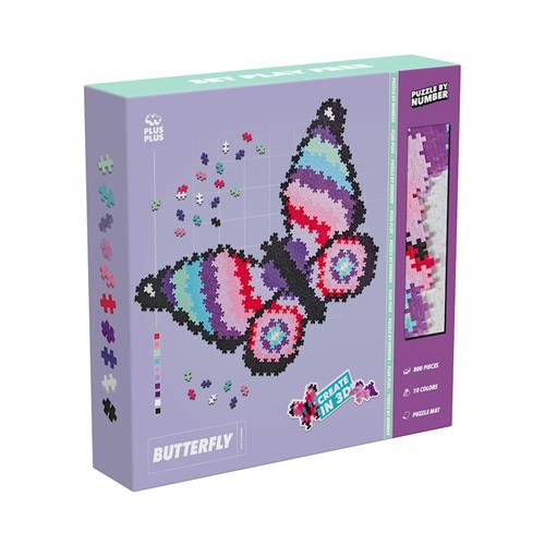 Plus-Plus Puzzle By Number Butterfly  One Size  Lilla  One Size 3+ Years, 5+ Years Drenge, Piger