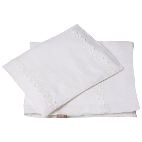 NG Baby Sengesæt Krybbe/Babylagen Med Flæse White One Size      Drenge, Piger