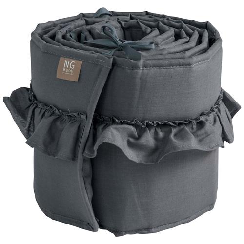 NG Baby Bumper Cradle Linen Med Ruffel Graphite Grey One Size      Drenge, Piger