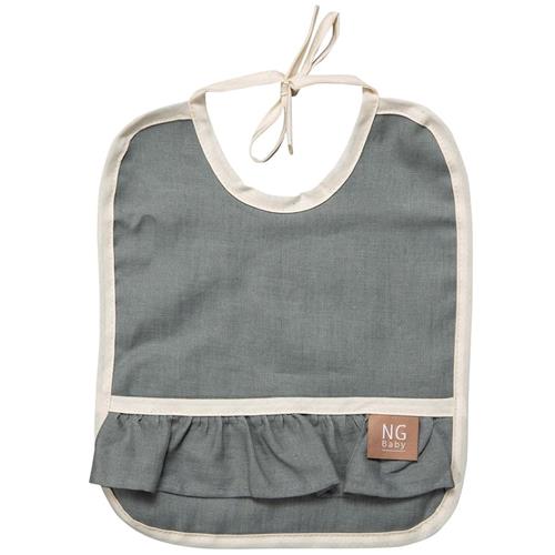 NG Baby Hagesmæk Linned Med Flæse Petrol Green One Size      Drenge, Piger