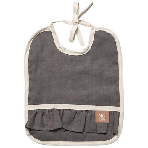 NG Baby Hagesmæk Linen With Ruffle Graphite Grey One Size      Drenge, Piger