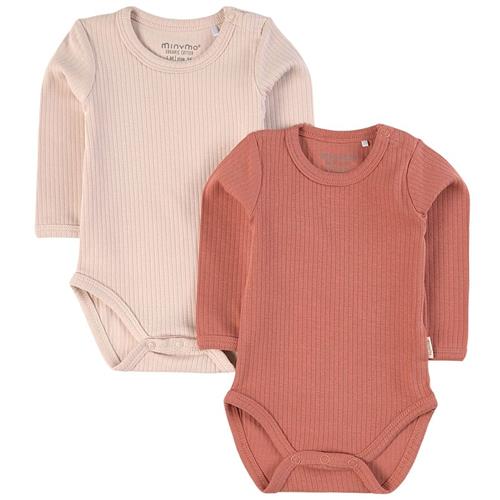 Minymo 2-pak Rib Babybodyer Canyon Rose 56 cm    56 cm  Drenge, Piger
