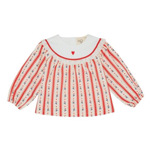 Flöss Noelle Bluse Holiday Stripe  Holiday Stripe-80 cm  Rød  80 cm  Piger