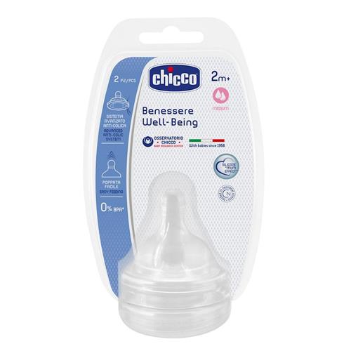 Chicco Well-Being Teat 2m+ Silicone 2 Pack One Size    barnevogn  Drenge, Piger