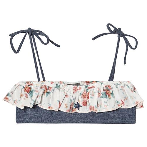 Tocoto Vintage Flower Print Flounce Bikinioverdel Blå 4 Y    4 år  Piger