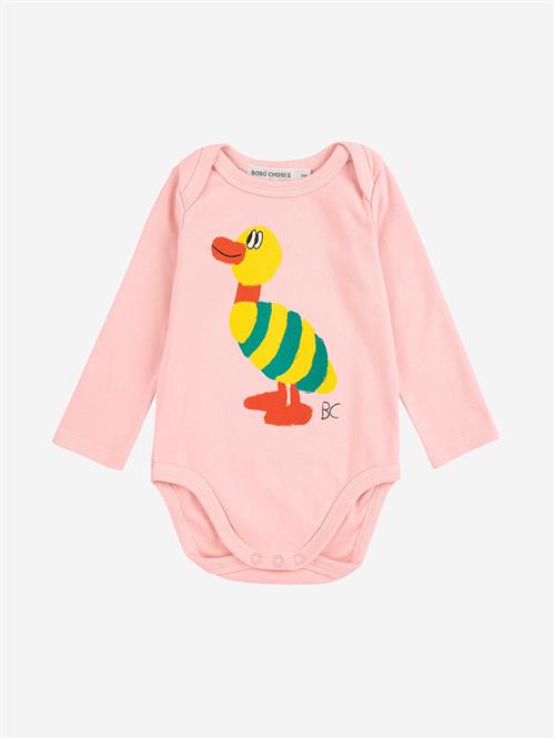 Bobo Choses Striped Duck Langærmet Body Light Pink  Light Pink 18 Months  Lyserød  18 måneder  Drenge, Piger