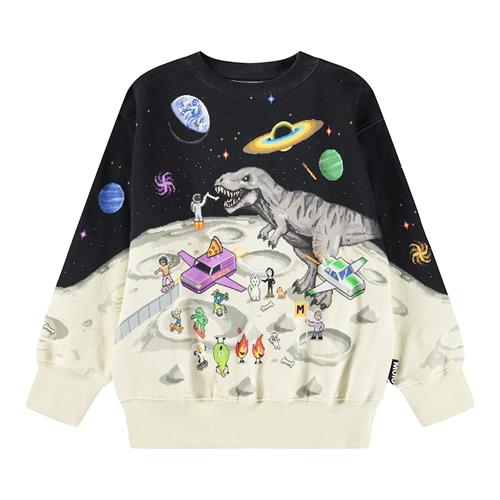 Molo Mattis Sweatshirt Pixel Moon  Pixel Moon 92 cm  Sort  92 cm  Drenge