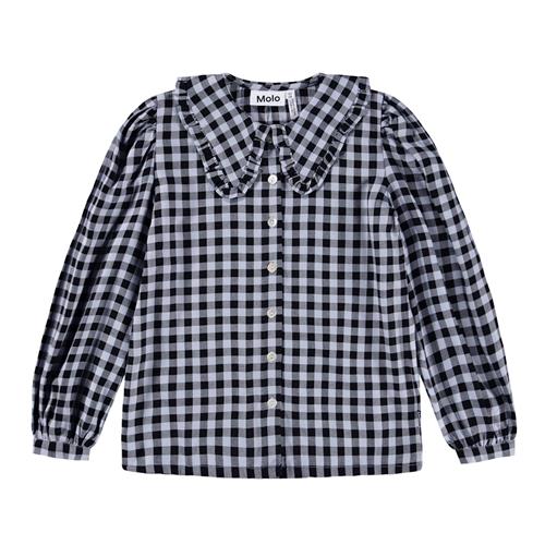 Molo Robbin Skjorte Med Lange Ærmer Moon Gingham  Moon Gingham 98/104 cm  Marineblå  98/104 cm  Piger