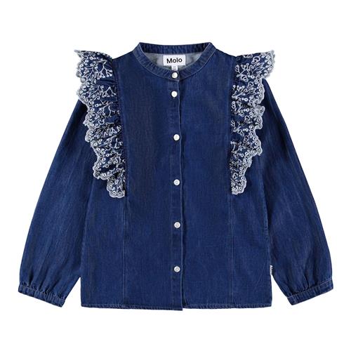 Molo Raphaella Denimskjorte Med Lange Ærmer Oak Embroidery  Oak Embroidery 98/104 cm  Blå  98/104 cm  Piger