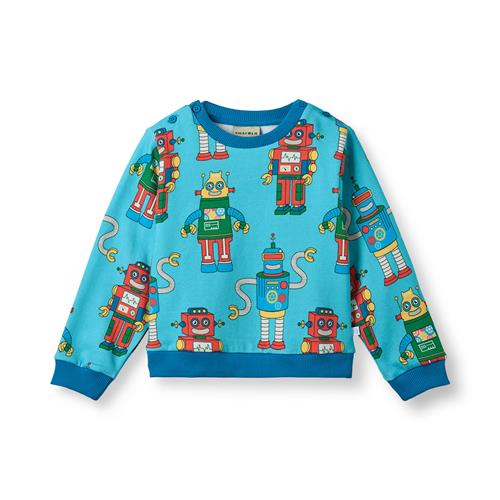 Småfolk Dayton With Robots Sweatshirt Petit Four  Petit four-4-5 Y  Blå  4-5 år  Drenge
