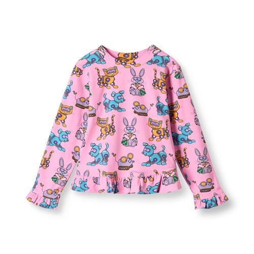 Småfolk Dabinett With Robot Pets Langærmet T-shirt Pink Lilac  Pink lilac-4-5 Y  Lyserød  4-5 år  Piger