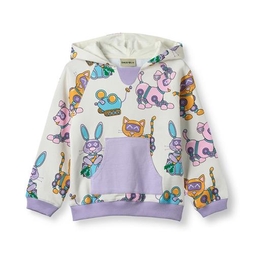 Småfolk Macoun With Robot Pets Hættetrøje Vanilla  Vanilla-5-6 Y  Hvid  5-6 år  Piger