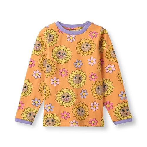 Småfolk Elstar With Sunflowers Langærmet T-shirt Tangerine  Tangerine-4-5 Y  Orange.  4-5 år  Piger