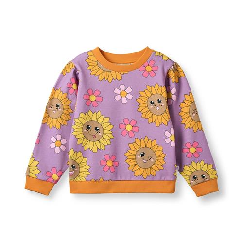 Småfolk Hidden With Sunflowers Sweatshirt Purple Iris  Purple iris-4-5 Y  Lilla  4-5 år  Piger
