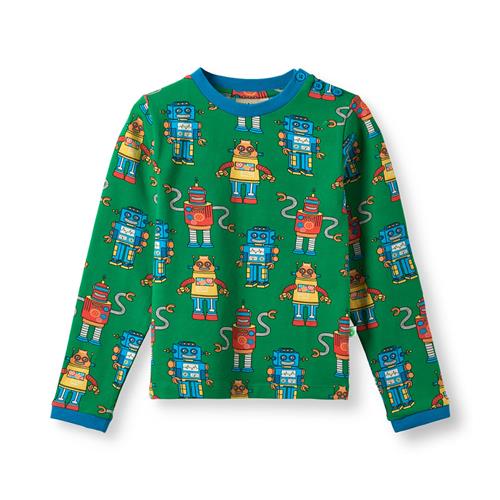 Småfolk Umalin With Robots Langærmet T-shirt Lawn  Lawn-1-2 Y  Grøn  1-2 år  Drenge