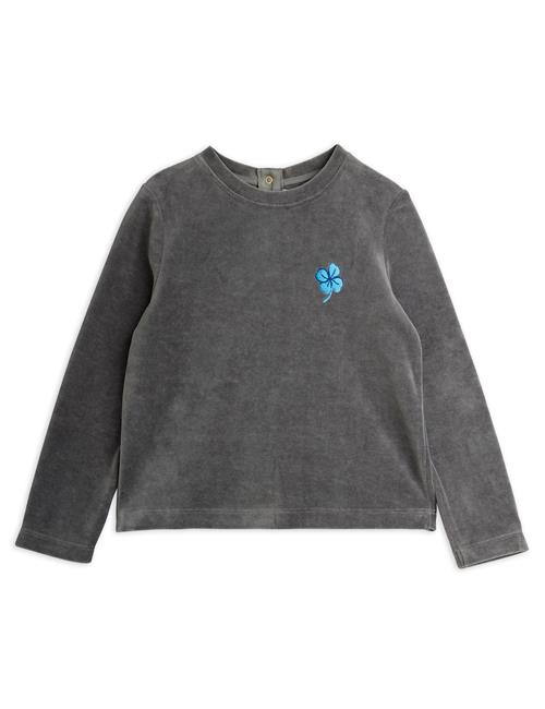Mini Rodini Clover Emb Velour Top Grey  Grey 116/122 cm  Grå  116/122 cm  Piger