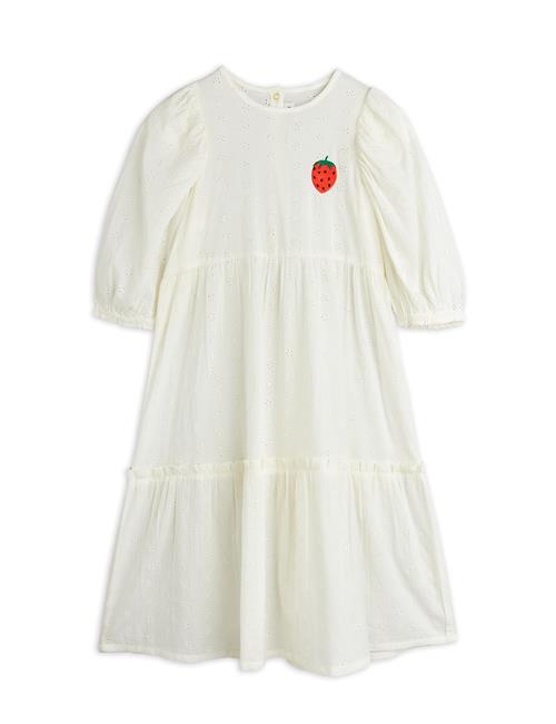 Mini Rodini GOTS Strawberry Kjole Med Pufærmer White  White 116/122 cm  Hvid  116/122 cm  Piger