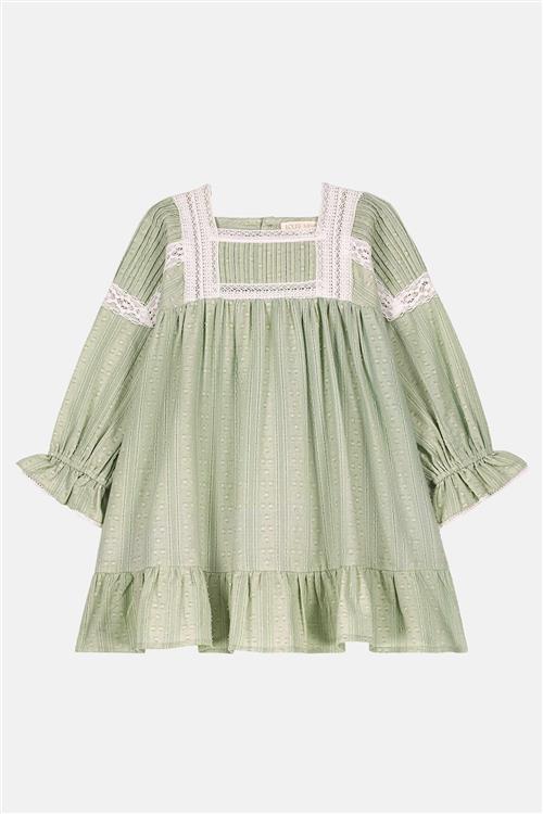 Louise Misha Laureline Vævet Kjole Almond Almond-3 Y  Grøn  3 år  Piger