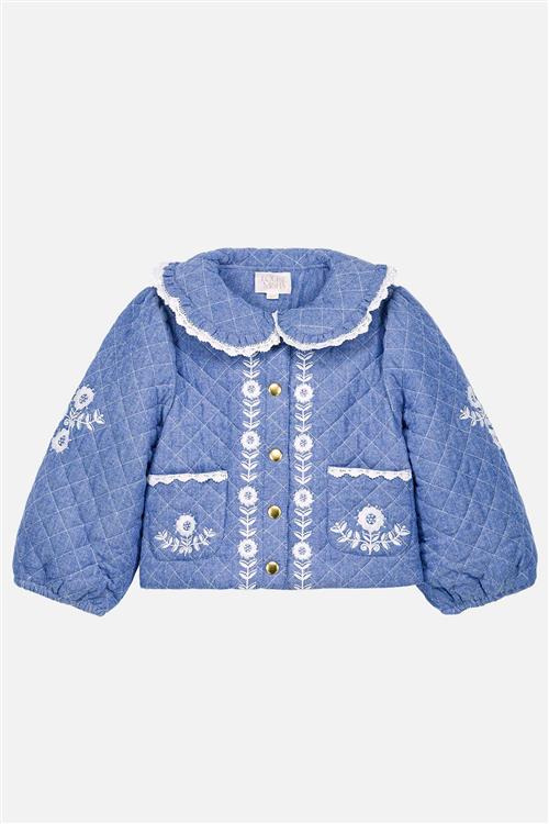Louise Misha Jouliana Vævet Frakke Blue Chambray Blue Chambray-3 Y  Blå  3 år  Piger