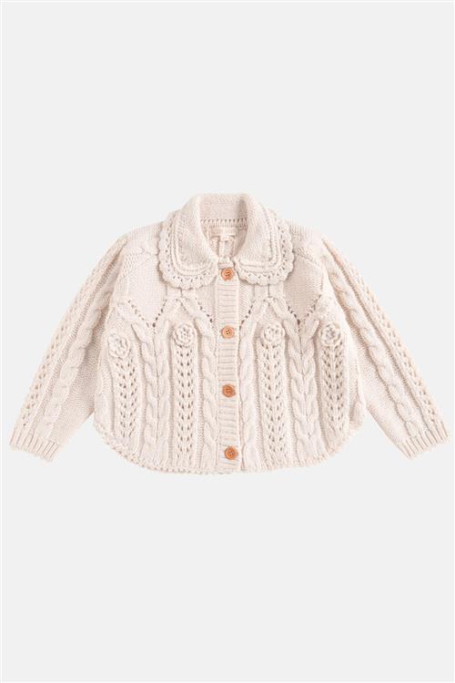 Louise Misha Khellana Strikket Kappe Cream  Cream-6 Y  Creme  6 år  Piger