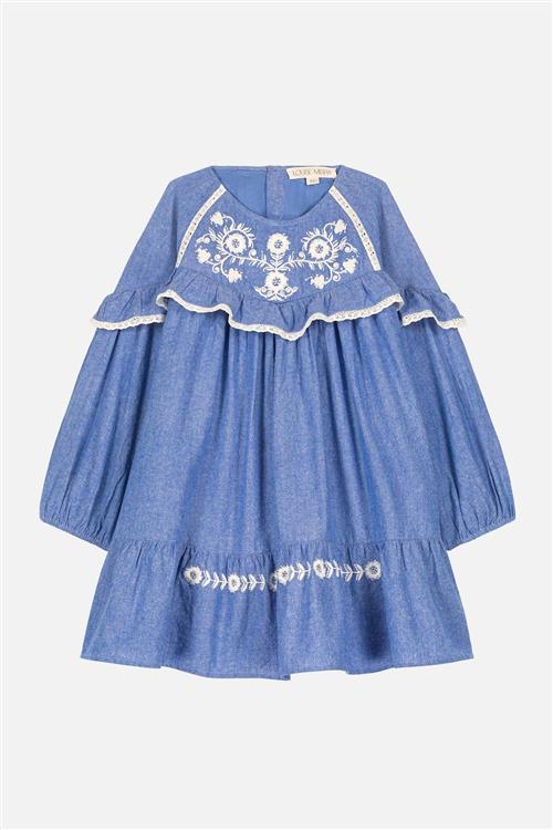 Louise Misha Orana Vævet Kjole Blue Chambray Blue Chambray-5 Y  Blå  5 år  Piger