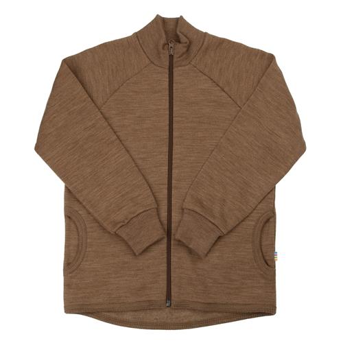 Joha Uldcardigan Med Lynlås Warm Brown  Warm brown-70 cm Uld Brun  70 cm  Drenge, Piger