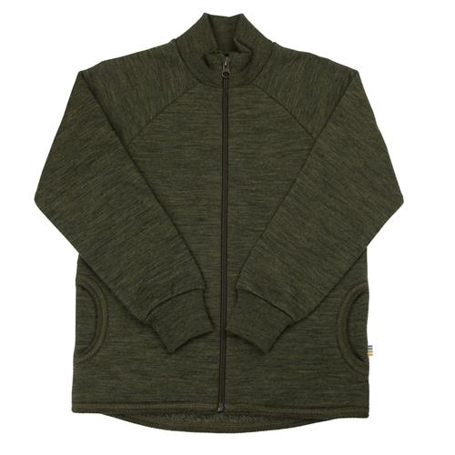 Joha Uldcardigan Med Lynlås Moss Green  Moss green-80 cm Wool Grøn  80 cm  Drenge, Piger