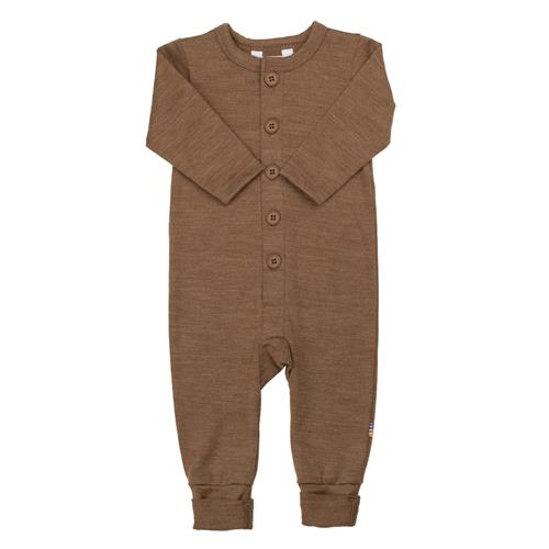 Joha Uld Onesie Med 2-i-1-fod Warm Brown  Warm brown-80 cm Wool Brun  80 cm  Drenge, Piger