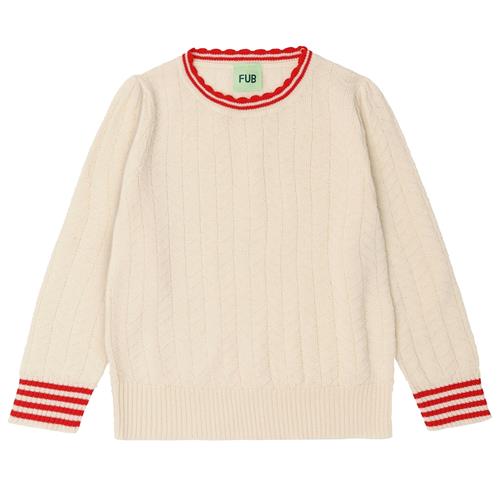 FUB Zigzag-bluse Ecru  Ecru-140 cm Wool Beige  140 cm  Piger