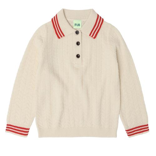 FUB Zigzag-polo Ecru  Ecru-130 cm Wool Beige  130 cm  Drenge, Piger