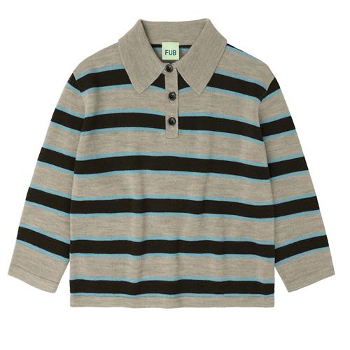 FUB Stribet Polo Oat Melange  Oat Melange-140 cm Wool Beige  140 cm  Drenge, Piger