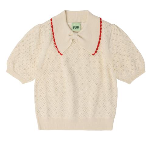 FUB Pointelle-polo Ecru  Ecru-130 cm Uld Beige  130 cm  Piger