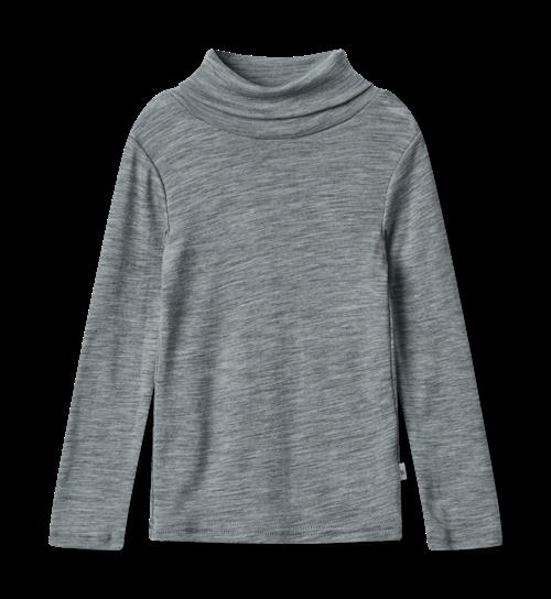 Wheat Aksel Uld-T-shirt Med Rullekrave Melange Grey  Melange Grey 110 cm Uld Grå  110 cm  Drenge, Piger