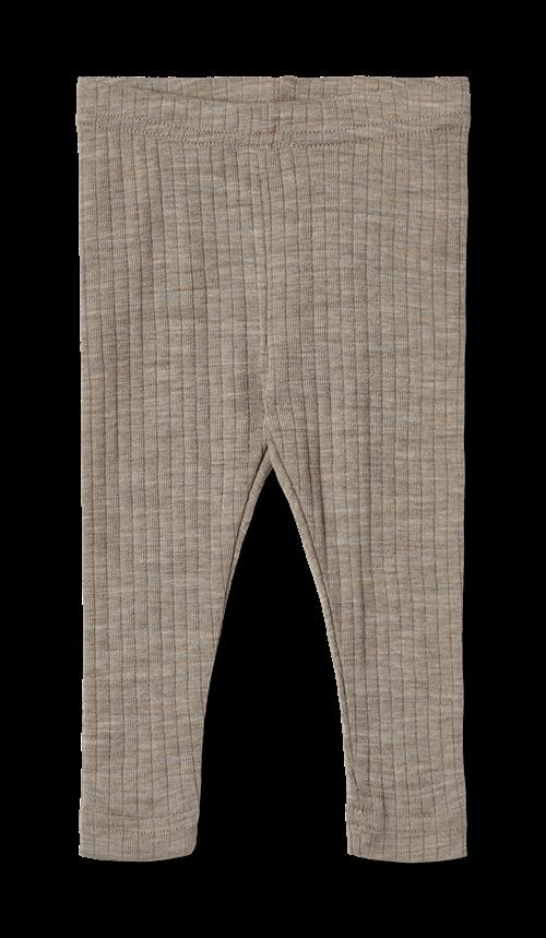 Wheat Agi Leggings I Uld Og Silke Khaki Melange  Khaki Melange 68 cm Wool Brun  68 cm  Drenge, Piger
