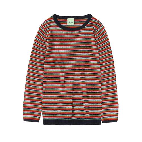 FUB Ribbluse I Uld Multi Stripe  Multi Stripe-140 cm Wool Rød  140 cm  Drenge, Piger