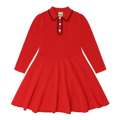 FUB Peplum-kjole I Uld Signal Red  Signal Red-100 cm Uld Rød  100 cm  Piger