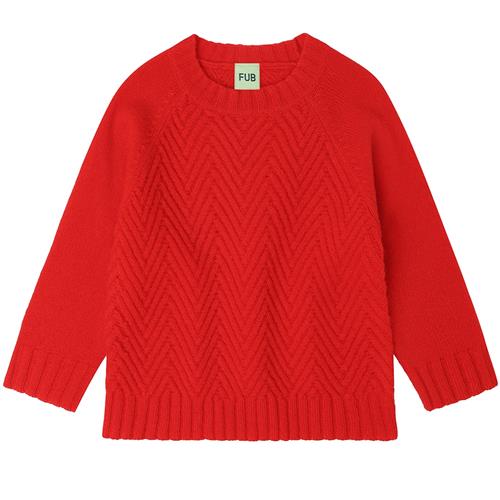 FUB Sweater I Lammeuld Signal Red  Signal Red-90 cm  Rød  90 cm  Drenge, Piger