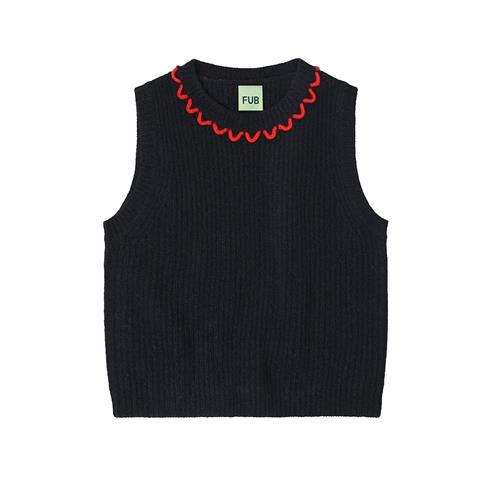 FUB Lammeuldsvest Dark Navy  Dark Navy-120 cm  Marineblå  120 cm  Drenge, Piger