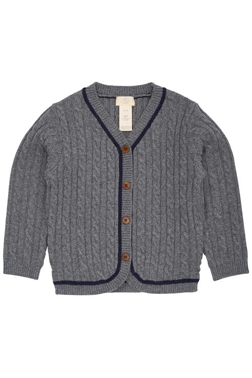 Copenhagen Colors Grandad Cardigan I Lammeuld Dark Grey Navy  Dark Grey Navy 98 cm Wool Grå  98 cm  Drenge