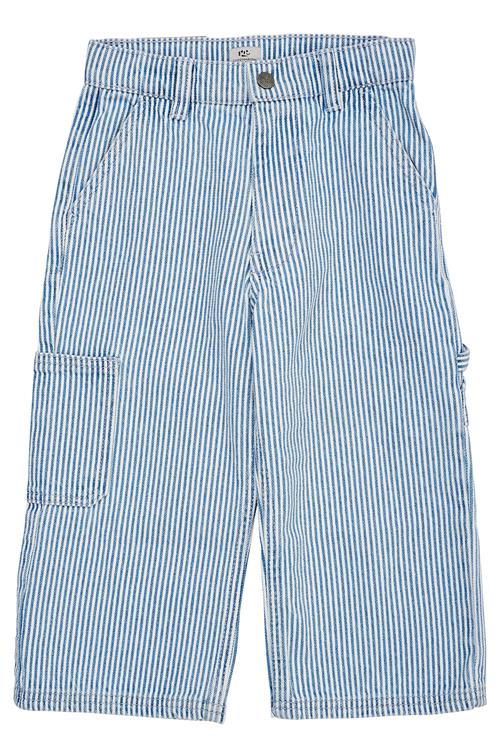 Copenhagen Colors GOTS Twill-bukser Med Stribe Og Justerbar Talje Denim Blue Stripe  Denim Blue Stripe 128 cm  Blå  128 cm  Drenge