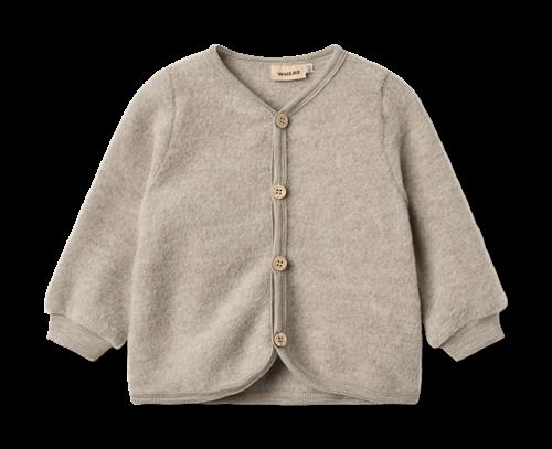 Wheat Kari Cardigan I Uldfleece Khaki Melange  Khaki Melange 62 cm Uld Brun  62 cm  Drenge, Piger