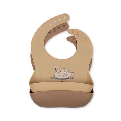 Konges Sløjd 2-pak Silikone Hagesmæk Swan  Swan One Size  Hvid  One Size  Piger